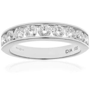 18ct White Gold Eternity Ring 1.00ct Certified Diamonds Channel Set by Naava - Picture 1 of 7