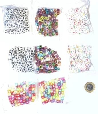 800 Pieces  Acrylic Alphabet /Number Necklace- Bracelet Decoration Square Beads - Image 1 of 4