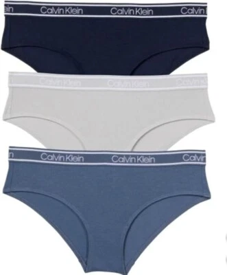NEW Women's Calvin Klein 3 Pack Hipster Underwear Blue Gray Navy Size Medium - Image 1 of 4