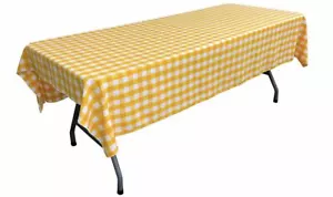 LA Linen Rectangular Checkered Tablecloth 60" x 108", Dark Yellow and White - Picture 1 of 1