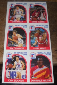 1989-90 HOOPS UNCUT CARD SHEET ALL STAR GAME JOHN STOCKTON TOM CHAMBERS MULLIN - Picture 1 of 4