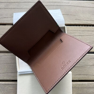 Rolex Novedad Billetera Portatarjetas de Crédito Nuevo Cuero Marrón Auténtico Doble Pliegue Foto 1 de 4