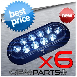 x6 NEW CLEAR LENS WHITE LED OVAL TURN SIGNAL STOP TAIL LIGHT TRUCK TRAILER RV - Picture 1 of 4