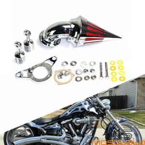 Chrome Cone Spike Air Filter Cleaner Kit For Harley Softail Touring Dyna Glide - Picture 1 of 8