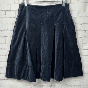 Kew Skirt Womens 8 Pleated Veltvet Side Zip Knee Length Pocket A Line Navy Blue - Picture 1 of 11