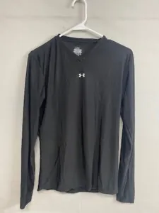 Under Armour Womens Top Black V-Neck Long Sleeve Size M. Tag Is Faded - Picture 1 of 7