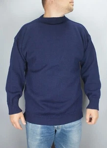VTG Guernsey Woollens Jumper Mens Navy Blue Knit Fisherman Jumper 122 cm 48 inch - Picture 1 of 23
