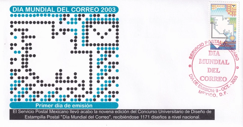 mai93 México 2003 Día Mundial del Correo, Sc#2334 Mc#3036 FDC Foto 1 de 1