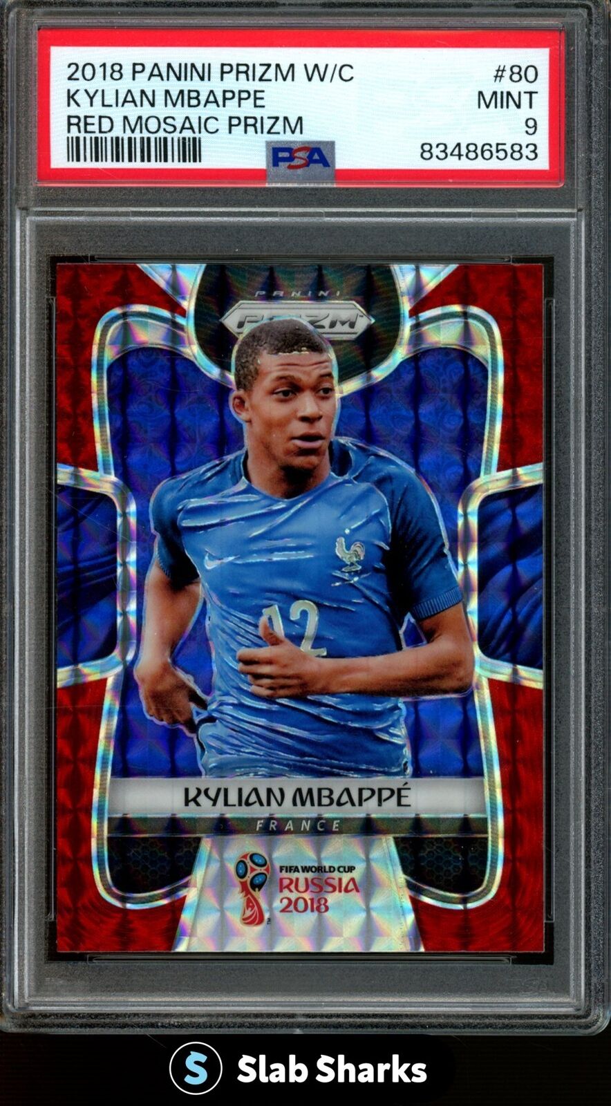 2018 PANINI PRIZM WORLD CUP KYLIAN MBAPPE RED MOSAIC ROOKIE #80 PSA 9