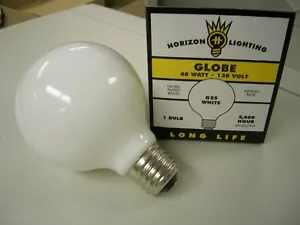 40G25/WHITE 40 WATT GLOBE BULB, WHITE, CASE OF 10 - Picture 1 of 2