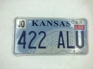 Placa de licencia de Kansas Johnson County Tag #422ALU 2011 - Imagen 1 de 2