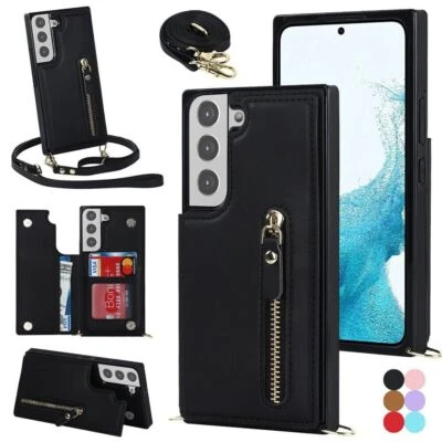Ring Leather Card Wallet Phone Case For Samsung S9 S10 S20 S21 S22 S23 Note 20 - Image 1 of 4