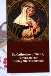 St. Saint Catherine of Siena + prayer (2" x 3 1/2") Heavy Paperstock Holy Card - Picture 1 of 2