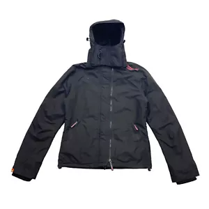 Superdry Windcheater Hooded Jacket | Vintage Womens Designer Black Rain Coat - Picture 1 of 5