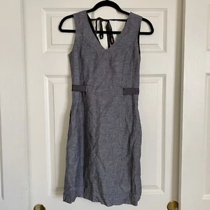 Banana Republic Gray Linen Ribbon Sleeveless Dress Size 2 - Picture 1 of 6