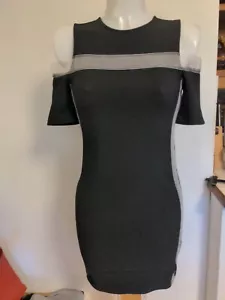 TopShop NEW Black Jersey Drop Sleeve Mini Dress White Binding Detail Size10 - Picture 1 of 9