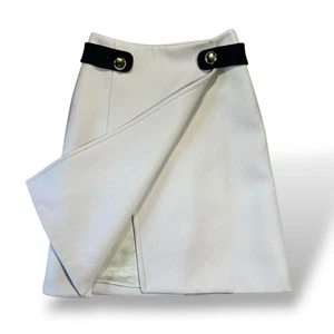 Prada Virgin Wool Wrap Skirt White-Beige S/36 Belted. Used - Picture 1 of 4