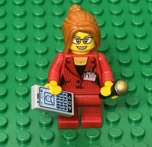 Lego City TV Press Female Reporter Mini Figure With Microphone And Smartphone - Picture 1 of 2