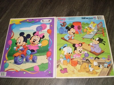 2 rompecabezas vintage de Mickey Mouse marco una bandeja Foto 1 de 3