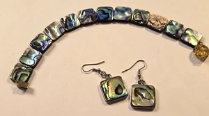 ABALONE MOP BRACELET AND EARRING SET - Picture 1 of 4