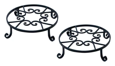 Maceta Trivet 2" H X 10" W Acero Recubierto de Polvo Negro - PANACEA 89165 (2-PK) Foto 1 de 2