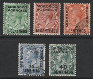 MOROCCO AGENCIES 1925 KGV ( BLOCK CYPHER ) SET LESS 1d VALUE GOOD/NICE USED - Picture 1 of 2