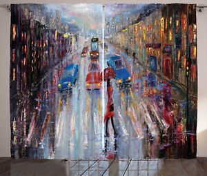 Peinture à l'huile Rideaux Rainy Urban Fine Art