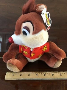 Vintage Disney CHIP DALE Rescue Ranger Plush Toy Hawaiian Shirt Disneyland Tags - Picture 1 of 11