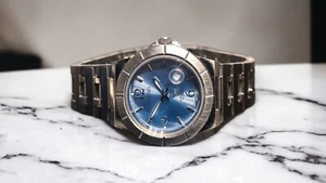 Vintage Seiko Perpetual Calendar Armbanduhr - seltenes hellblaues Zifferblatt, Edelstahl - Bild 1 von 3