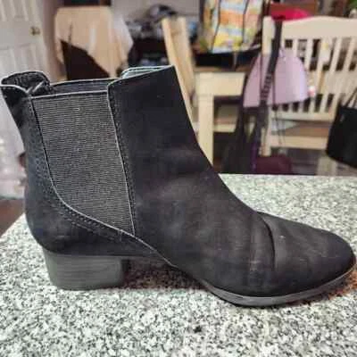 Alex Marie Black Suede Leather Pull On Ankle Boots Stretch Band Sides Size 7.5 M - Image 1 of 4