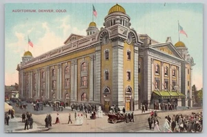 Tarjeta postal Crowds Meandering by Auditorium in Denver Colorado c1910s - Imagen 1 de 2