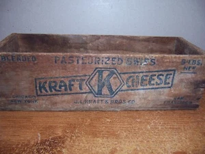 VINTAGE J.L. KRAFT & BROS. Schweizer Käse aus Holz Anfang 20. Jahrhundert (5 Pfund) Box - Bild 1 von 4