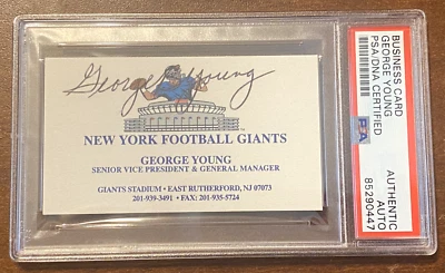 GEORGE YOUNG SIGNED BUSINESS CARD PSA/DNA CERTIFIED AUTHENTICATED NY GIANTS HOF - Image 1 of 4