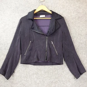 Moto Crop Soft Blazer Womens Small Blue Navy Midnight Edgy LOLA SOPHIE - Picture 1 of 14