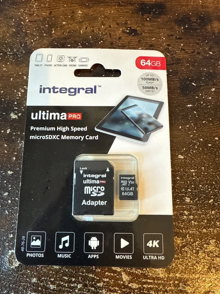 Integral 64GB Micro SDHC Card 64GB Memory Card With MicroSD Adapter phone Tablet - Image 1 of 1