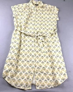Style & Co Dress Womens PL Yellow Floral Belted Short Sleeve Button Up NWT - Picture 1 of 11