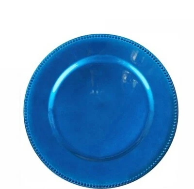 Seis (6) Platos Cargador Beach Dining Essentials™ ~ AZUL ~ Cuentas ~ 13" Diámetro Foto 1 de 4