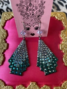 Tarina Tarantino Vintage Spectrum Pewter Blue Ombre Art Deco Swarovski Earrings - Picture 1 of 4