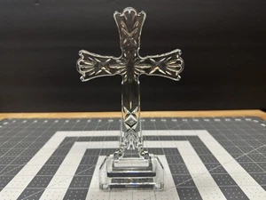 VINTAGE WATERFORD KLAR KRISTALL 8 ZOLL STEHENDES KREUZ RELIGIÖS JESUS CHRISTUS GEÄTZT - Bild 1 von 10