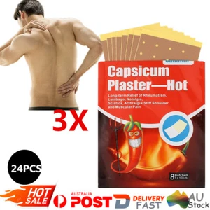 24Patches Capsicum Plaster Hot Pain Relieving Patch Muscle Strain Pain Relief AU - Picture 1 of 8
