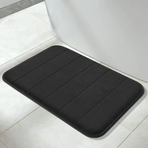 Memory Foam Bath Mat Rug 24x17 Inches Non-Slip Absorbent Quick Dry Black - Picture 1 of 8