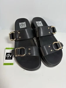 DV Dolce Vita Women's Footbed Sandal Size 7 Black Lightweight Slip-On Unique - Picture 1 of 9
