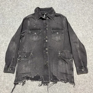 Free People Moonchild camicia denim giacca donna S invecchiato oversize polvere di luna - Foto 1 di 6