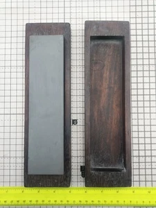 Vintage Oil Stone 8" x 2" Chisel Sharpening Tool in Wooden Box Honing Whetstone - Picture 1 of 15