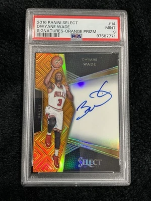 2016 PANINI SELECT SIGNATURES #14 DWYANE WADE SIGNATURES-ORANGE PRIZM 24/60 PSA9 - image 1 of 2