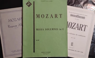 Mozart Choral Vocal Scores Lot of 3: Requiem Mass, Vesperae, and Missa Solemnis  - Image 1 of 4