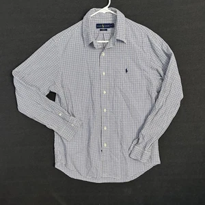 Ralph Lauren Slim Fit Men’s Shirt L Blue White Check Button Front Long Sleeve - Picture 1 of 10