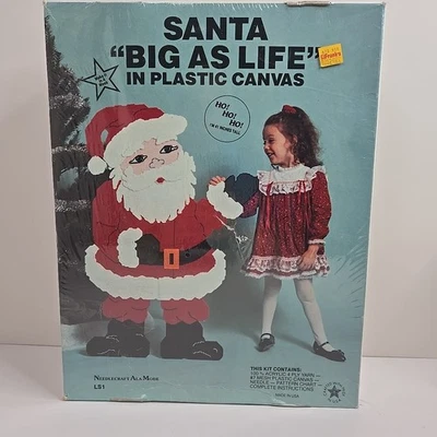 Needlecraft Ala Mode 41" Santa Big As Life Plastic Canvas Kit LS1  Vintage 1991 - Image 1 of 3