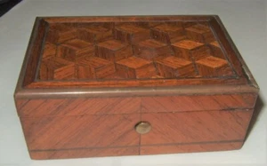 Marquetry Wood Box Antique Estate Heirloom - Picture 1 of 11