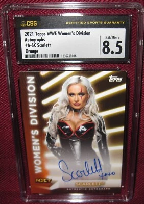 2021 WWE WOMEN'S DIVISION AUTOGRAPH #A-SC SCARLETT ORANGE 56/75 CSG 8.5 A 10 - Image 1 of 4